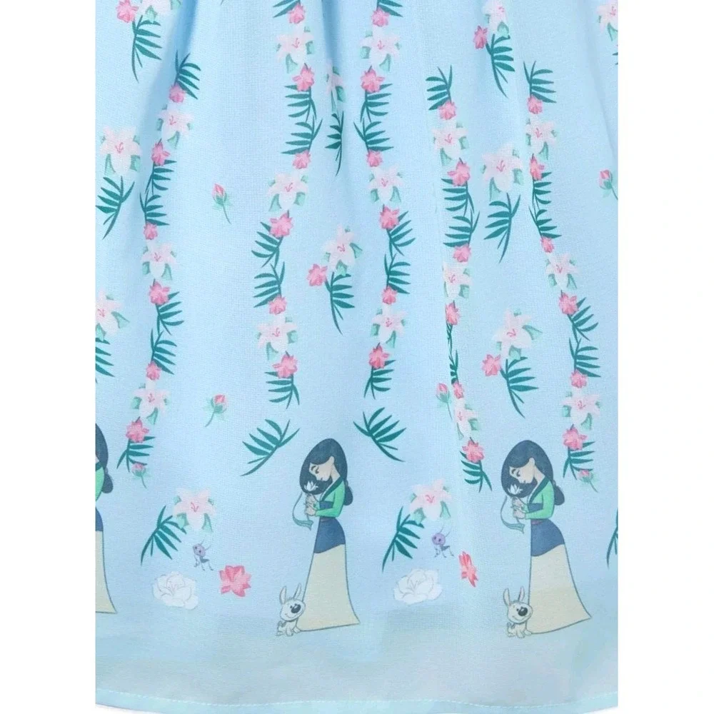 Disney Mulan Toddler Girls Romper 5T Blue Smocked Wide Leg Jumpsuit BoxLunch